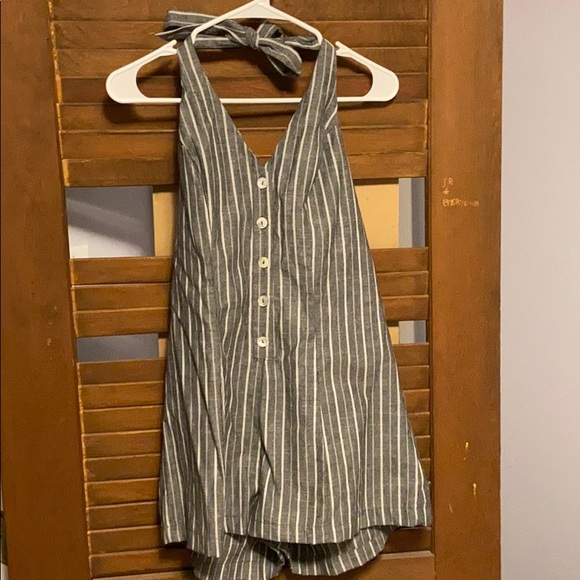 Love Tree Pants - NWOT Open Back, Halter Striped Romper